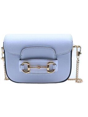 Gucci Horsebit Super Mini Leather Chain Shoulder Bag Blue